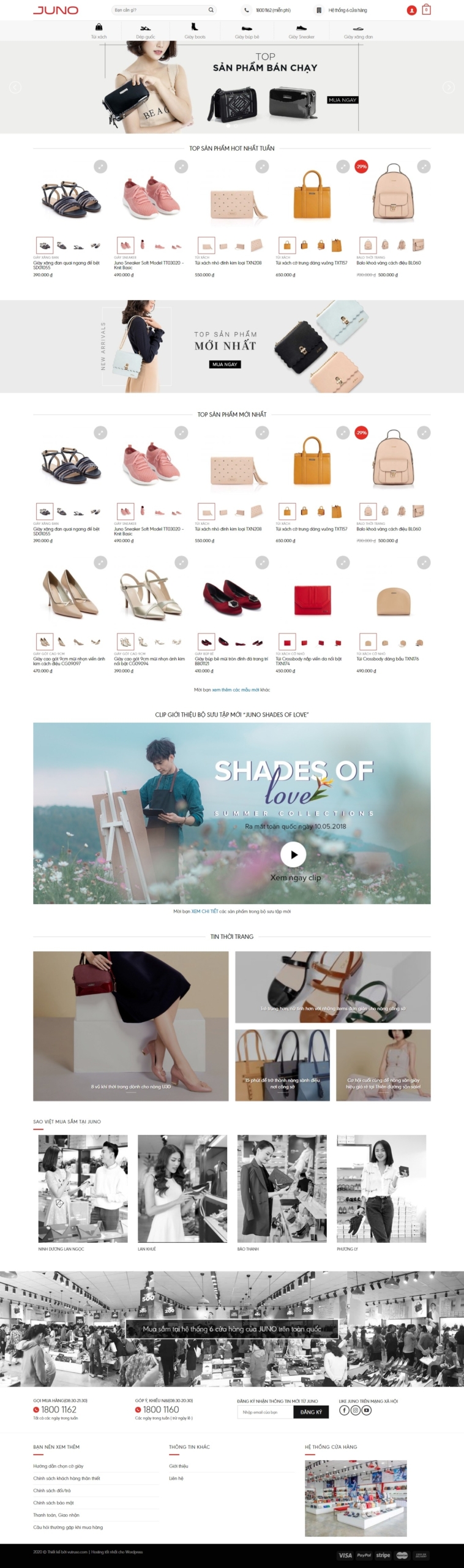 Giao diện shop bán giày online – Juno
