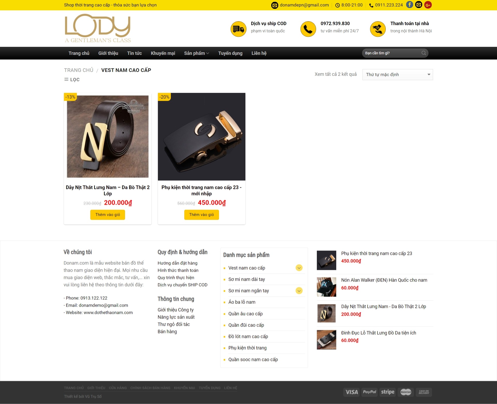 Mẫu website bán đồ thời trang Nam – Nữ – Lody