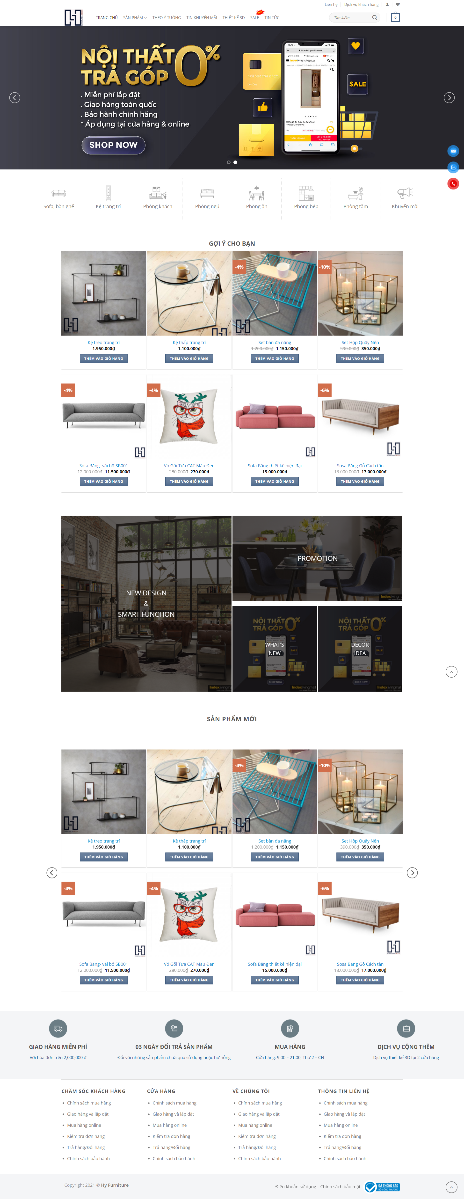 Mẫu website bán nội thất online – Hyfurniture