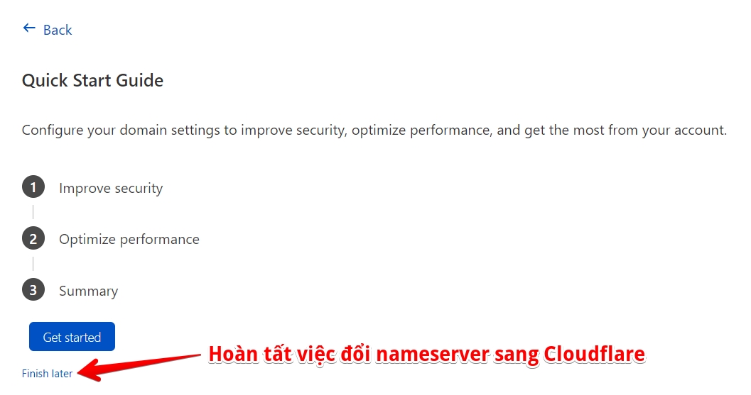 hoàn tất việc cập nhật nameserver trên cloudflare