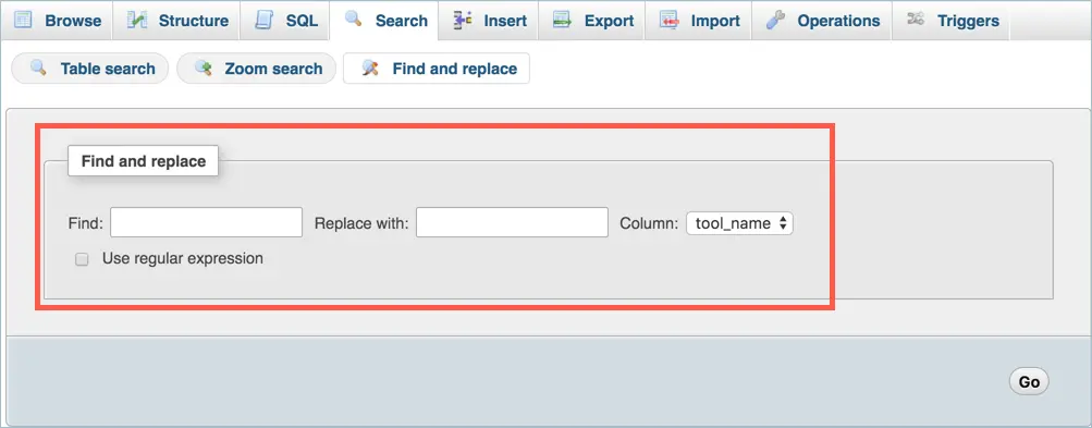 find and replace function in mysql table