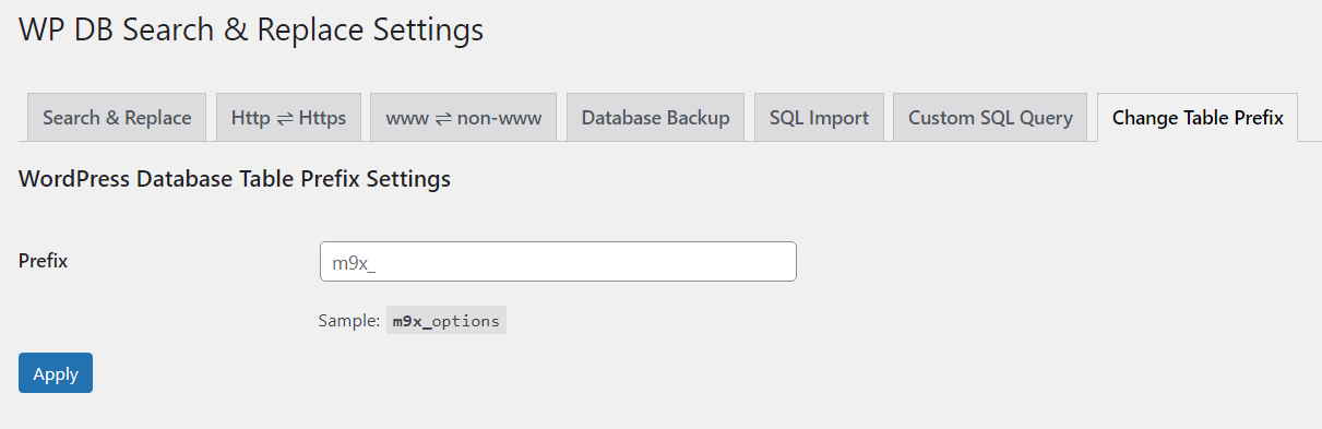wp db search & replace settings
