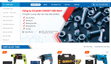 Mẫu website bán thiết bị, máy móc bulong Comat