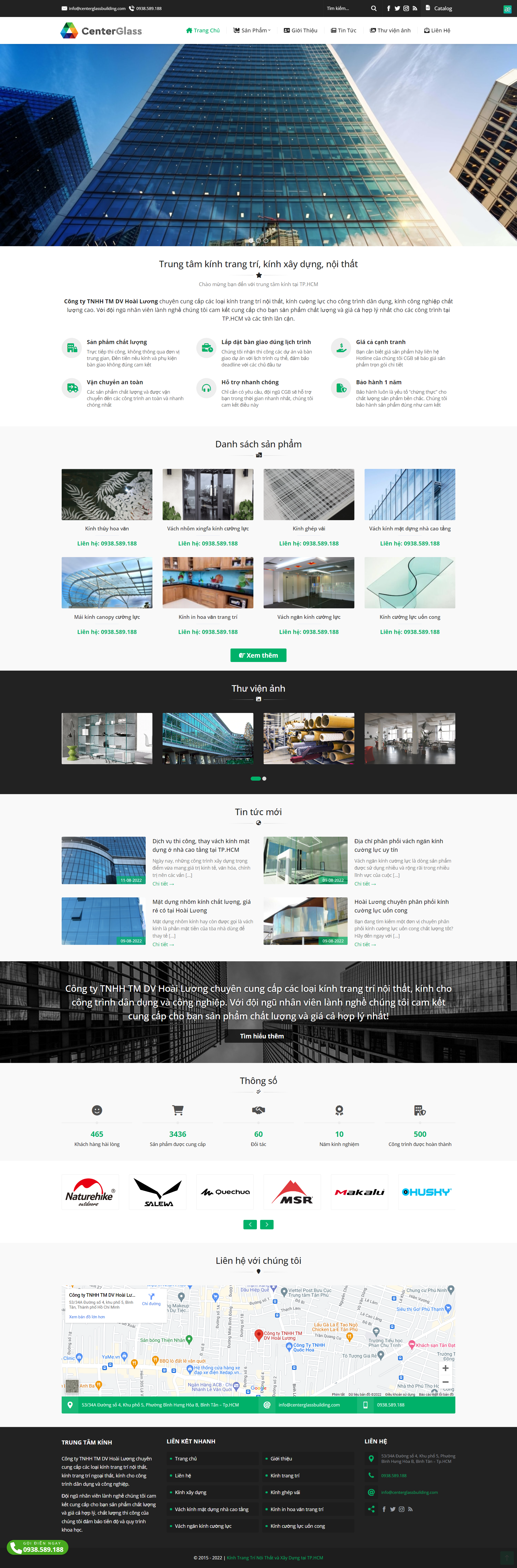 Mẫu website giới thiệu công ty – Trung tâm kính xây dựng