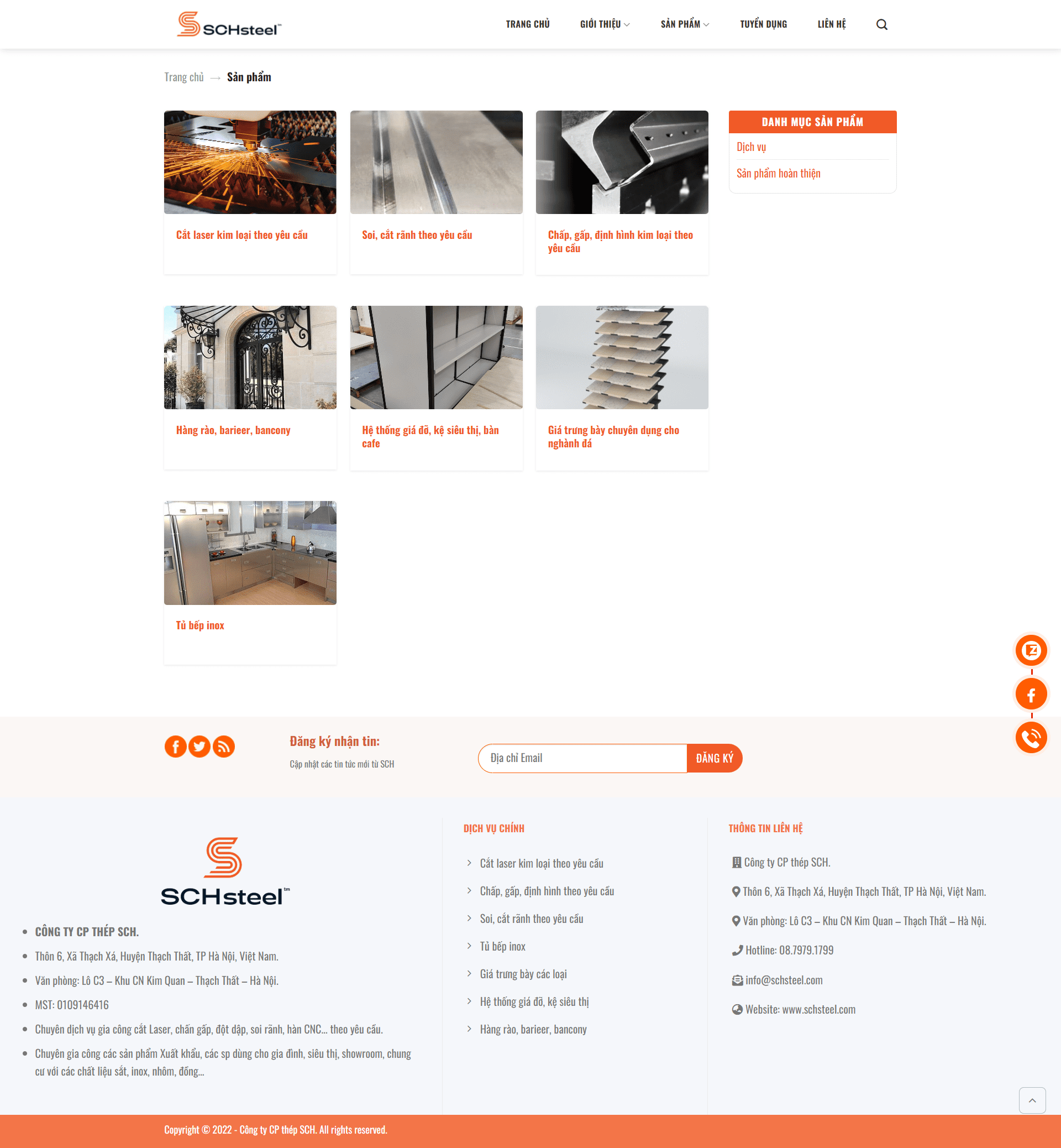 Mẫu website cho công ty cung cấp thép Schsteel
