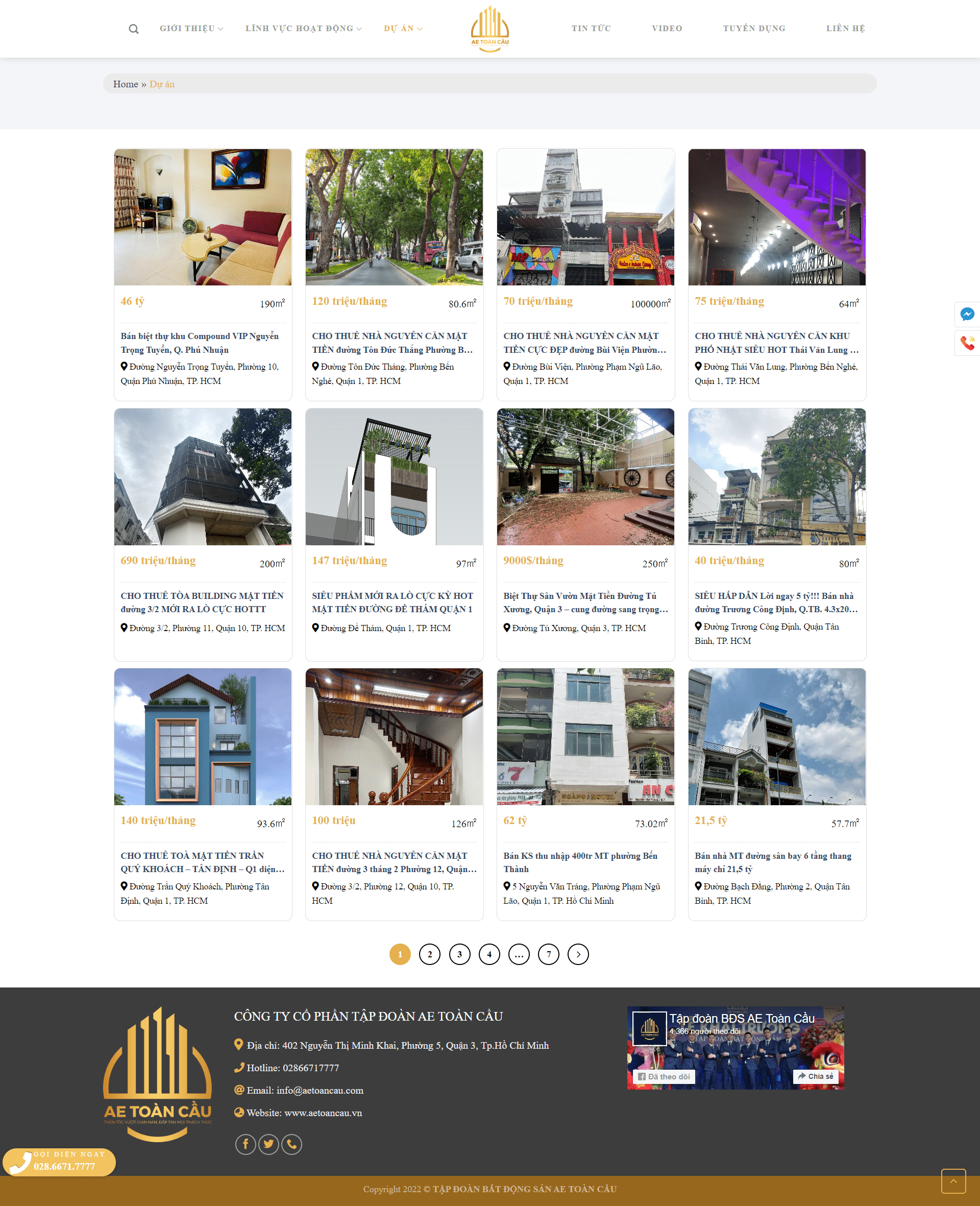 Mẫu website bất động sản cho tập đoàn, công ty AE