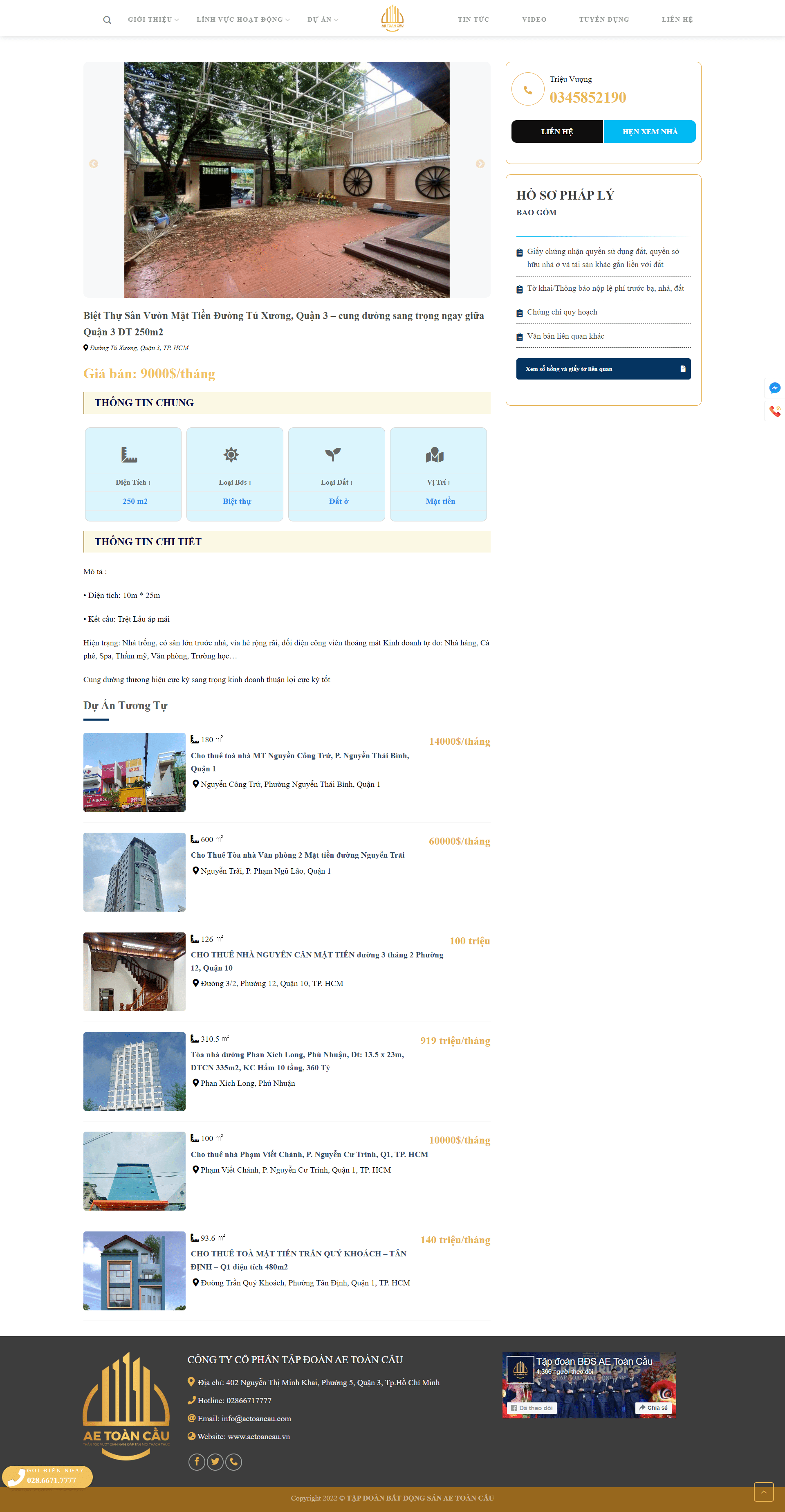 Mẫu website bất động sản cho tập đoàn, công ty AE