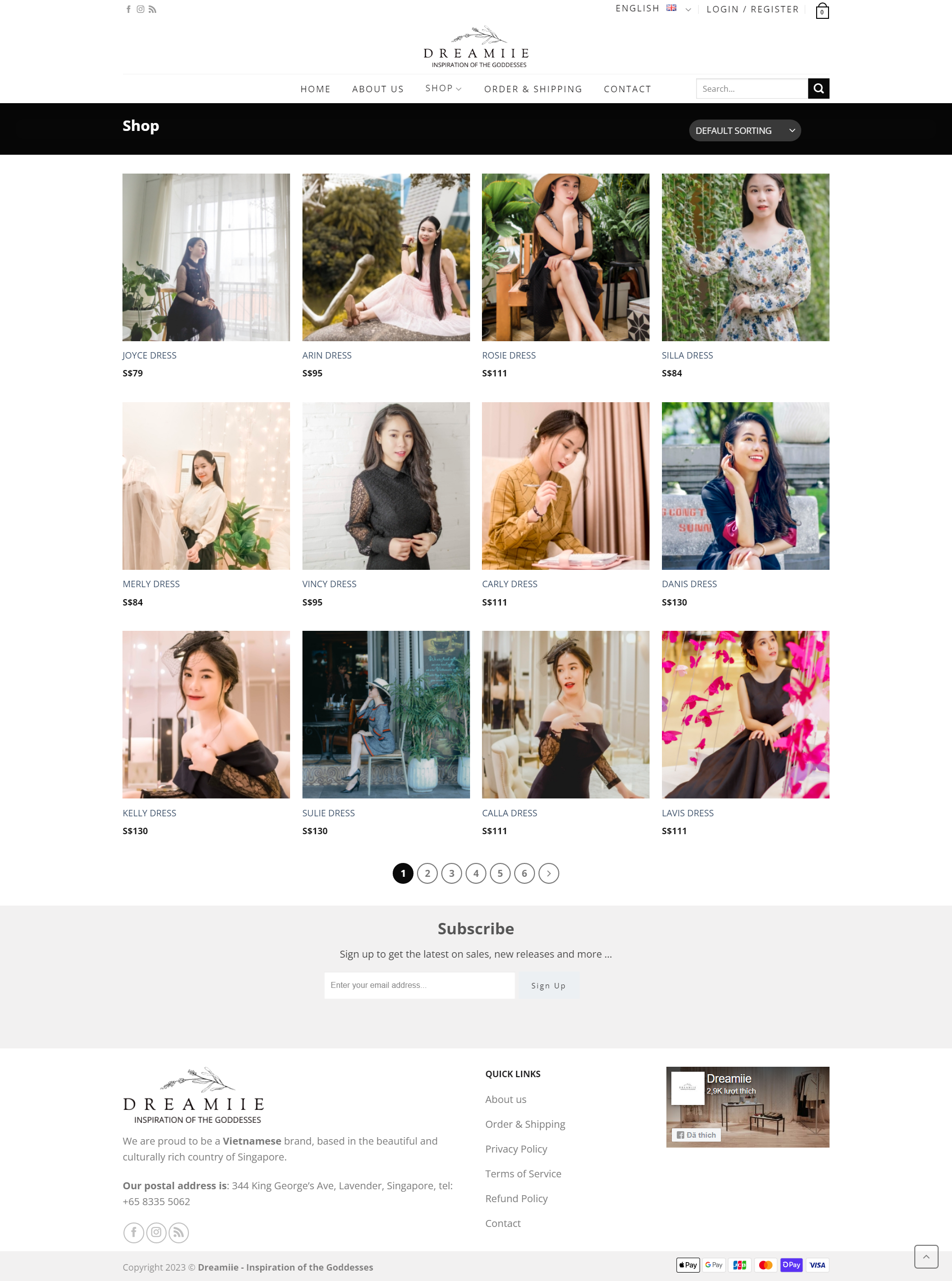 mẫu website đa ngôn ngữ đơn giản về shop thời trang dreamiie