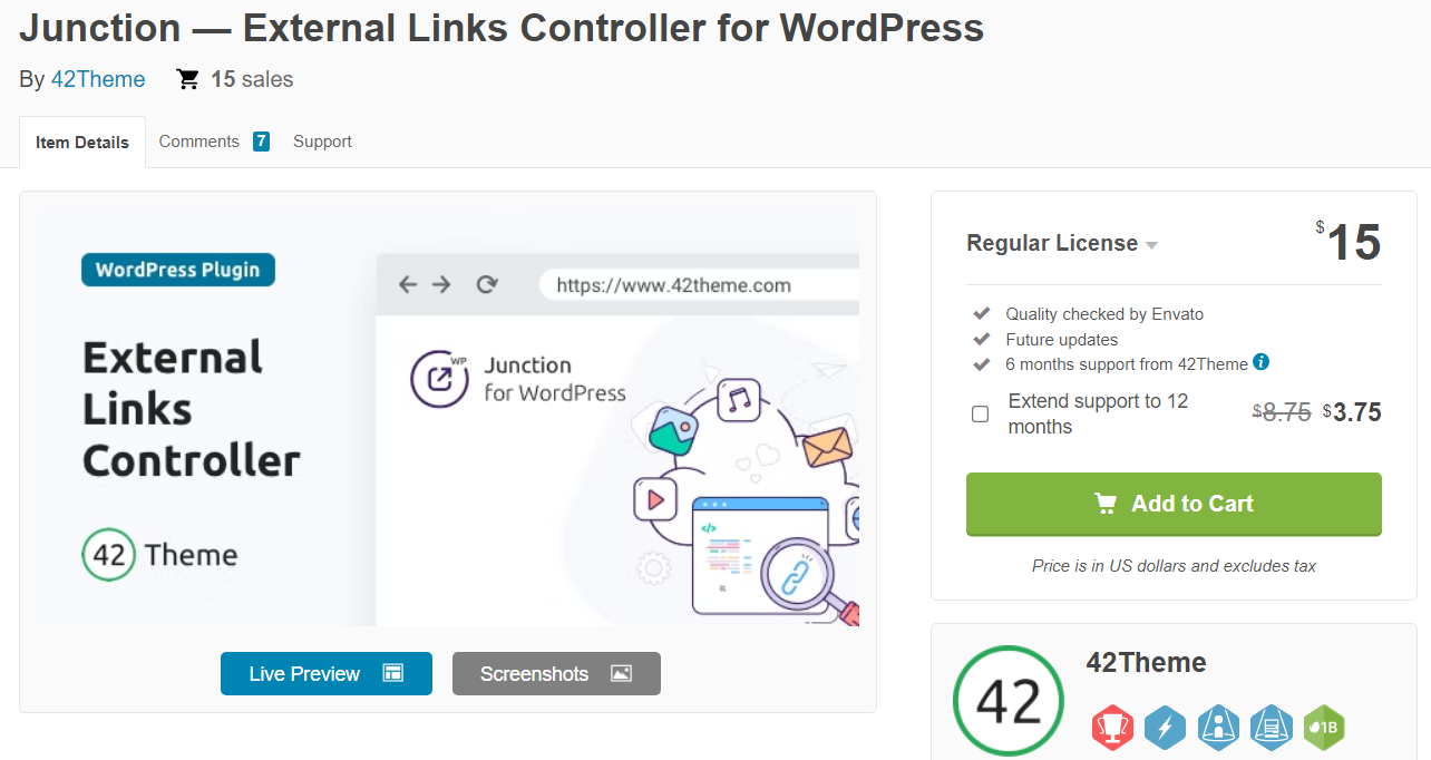 junction — external links controller for wordpress