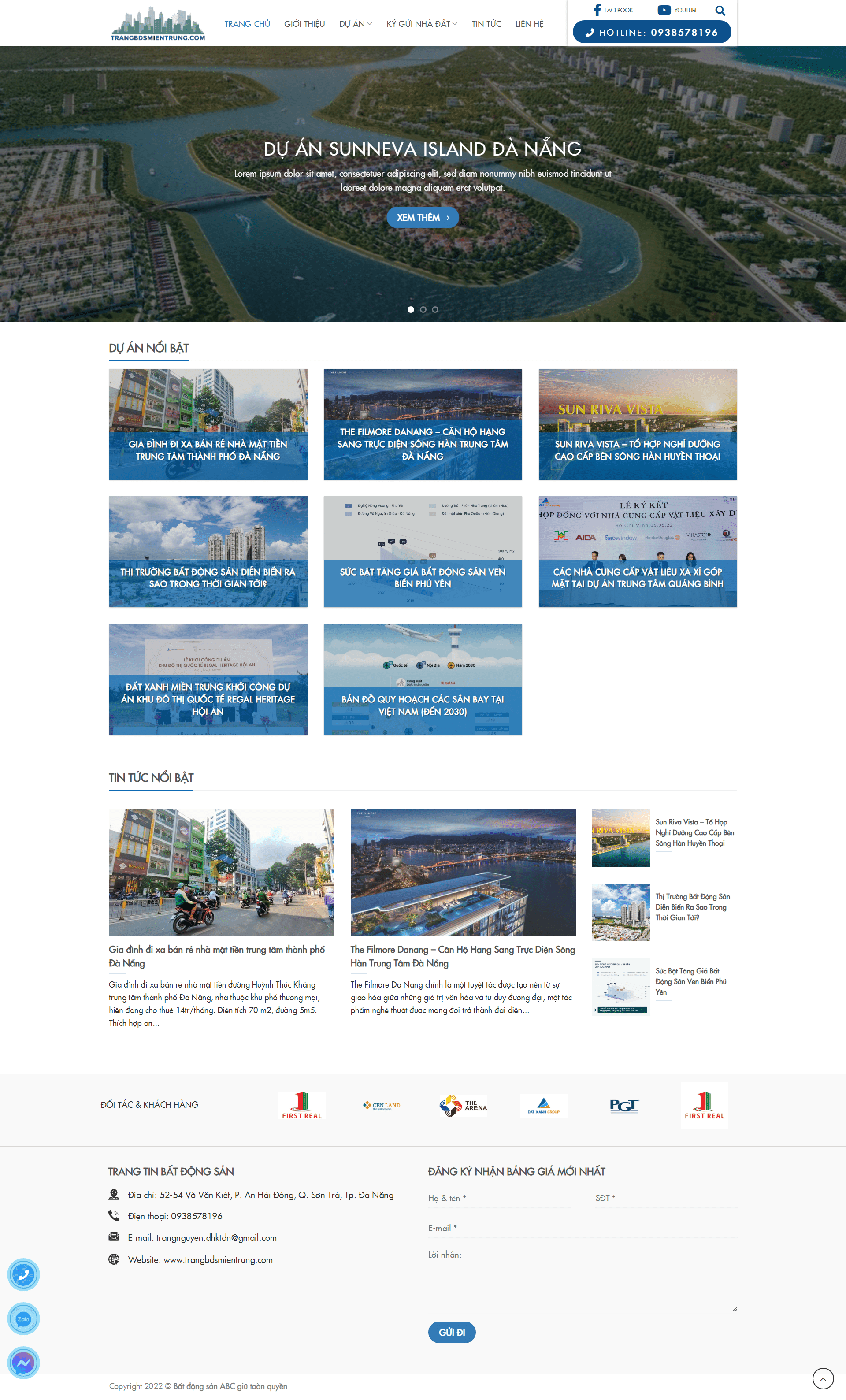 Mẫu website bất động sản miền trung