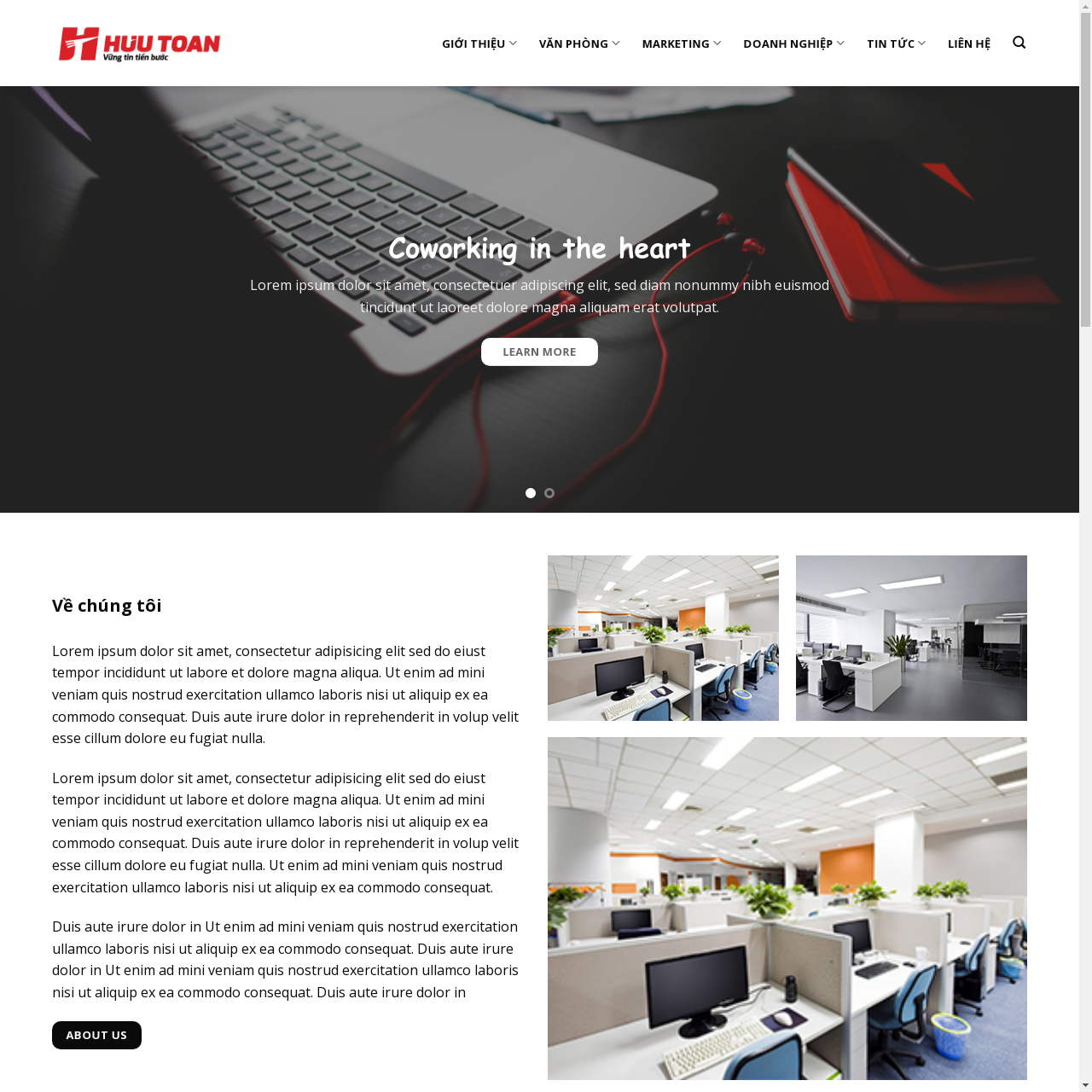 Mẫu website dịch vụ vận tải và văn phòng – Huutoanoffice