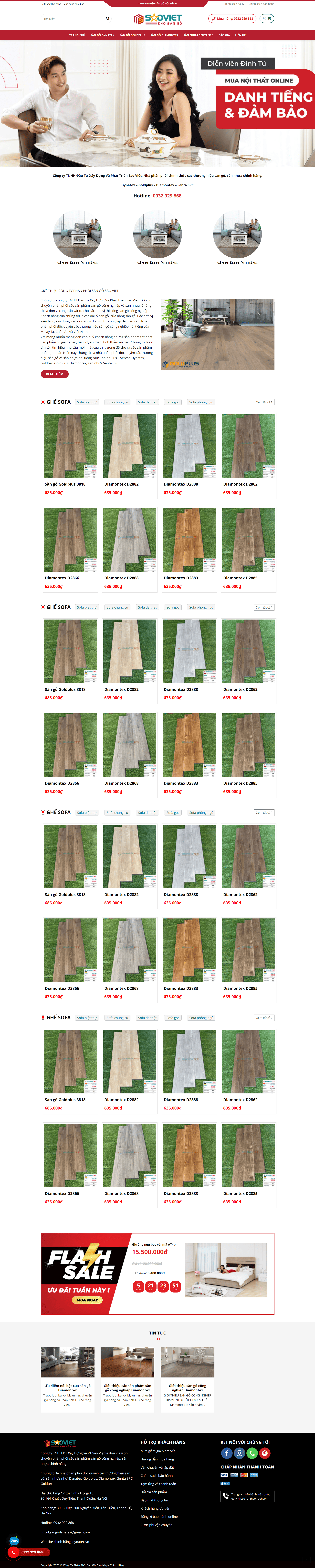 mẫu website gỗ, nội thất dynatex version 1