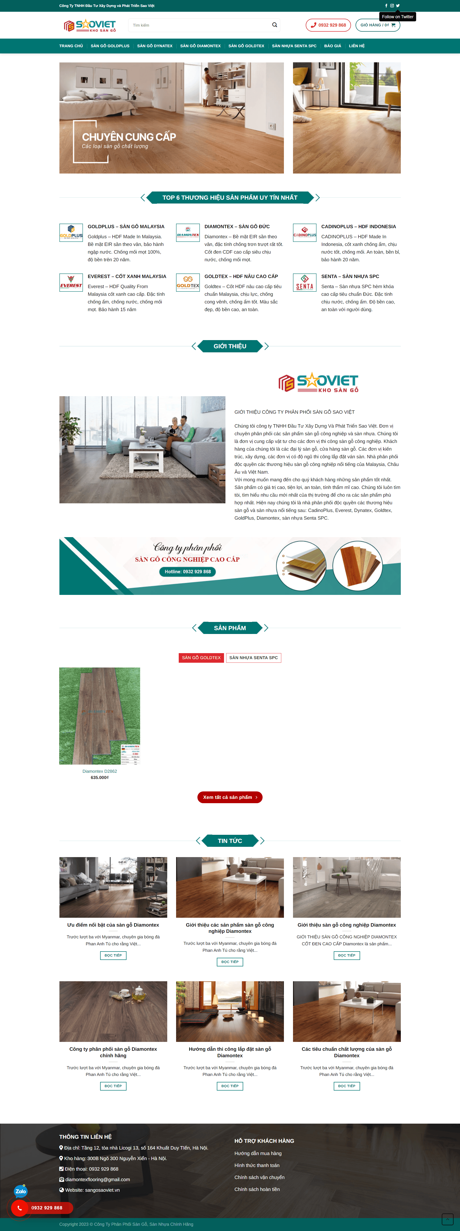 mẫu website gỗ, nội thất dynatex