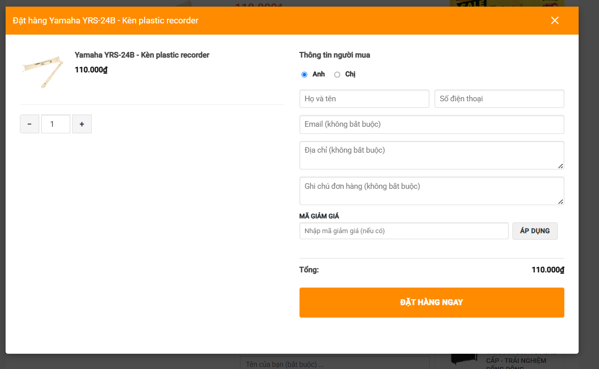 Plugin đặt hàng nhanh cho  WooCommerce