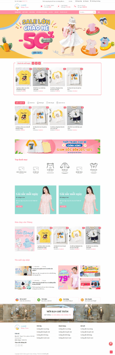 Mẫu website bán hàng mẹ và bé Luke Baby Care