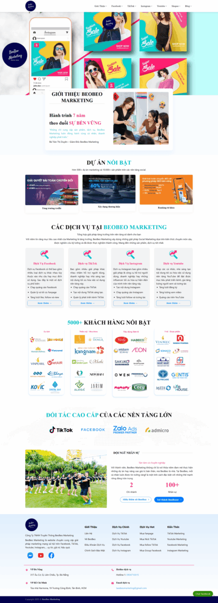 Mẫu website cho dịch vụ marketing Beobeo