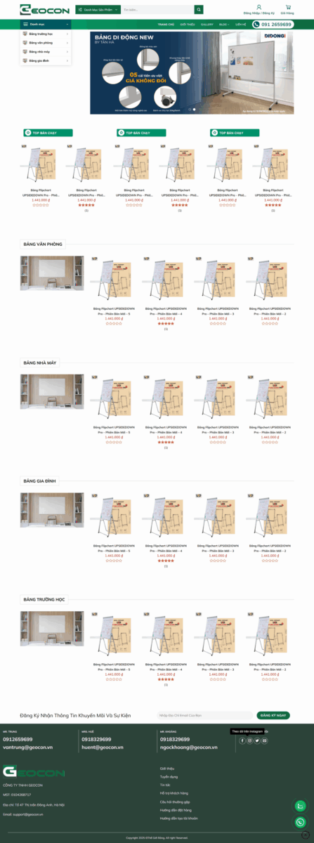 Mẫu website bán bảng online – Thế giới bảng