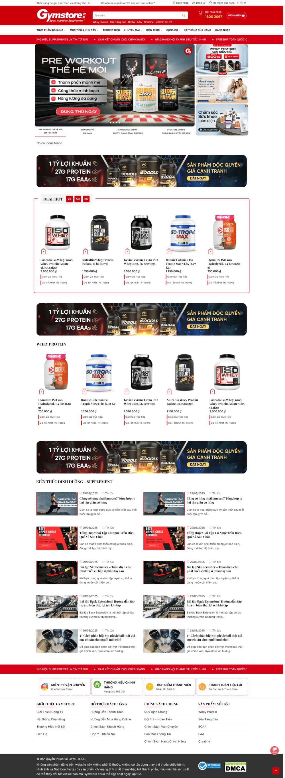 Mẫu website bán sản phẩm Gymstore