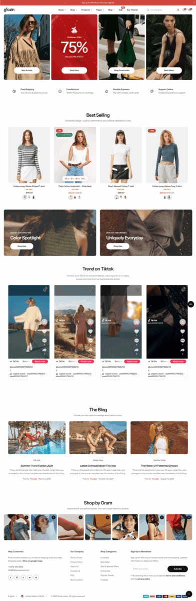 Mẫu website thời trang Nữ Gzin