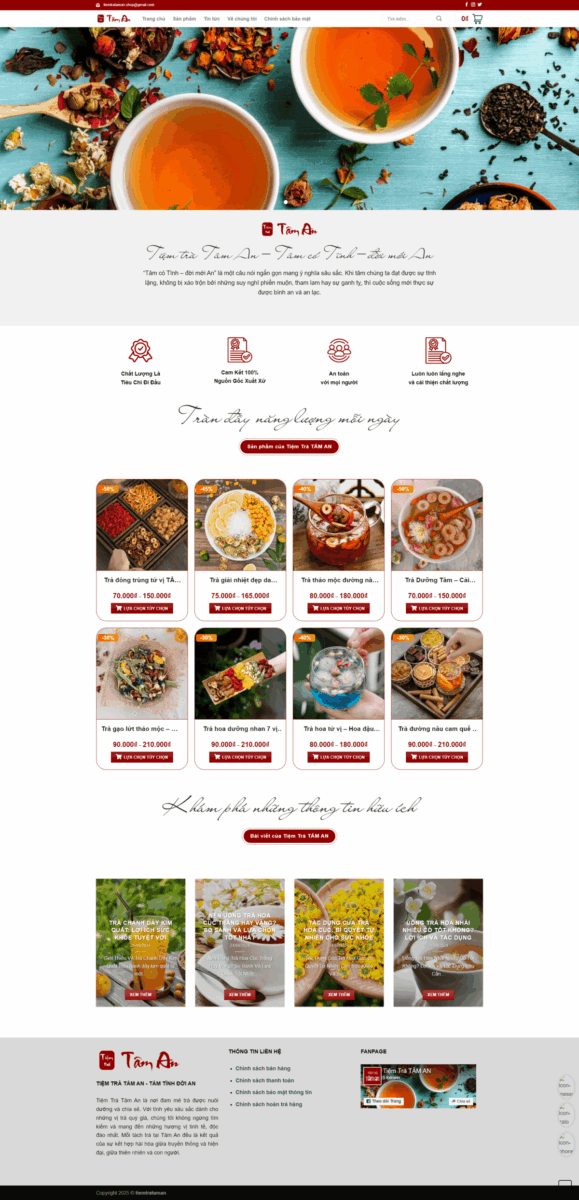 Website tiệm trà Tâm An