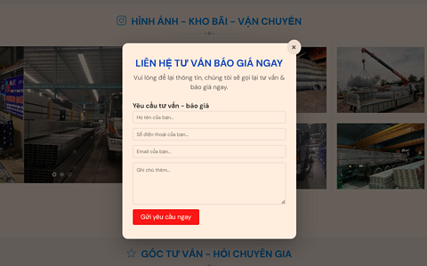 Thêm nút liên hệ click hiện lên form báo giá dạng popup