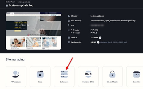 Cách đăng nhập vào phpMyAdmin trên FastPanel