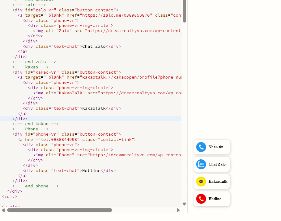 Chia sẽ code nút liên hệ KakaoTalk cho website
